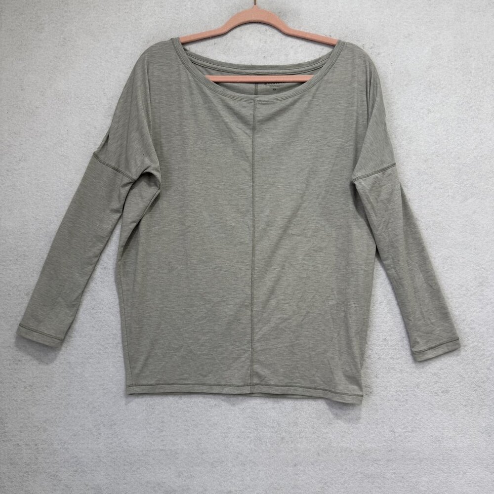 Athleta Shirt Womens XS Gray Long Sleeve Boat Neck Dolman Athletic Top